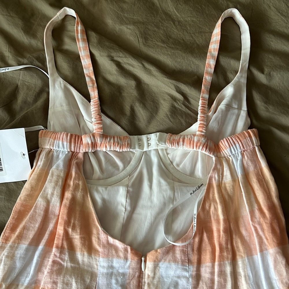 For Love And Lemons Peach Plaid Mini Dress - Picture 8 of 10